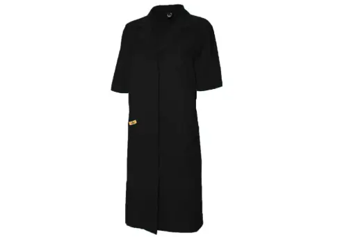 ESD Damenmantel Kurzarm Schwarz